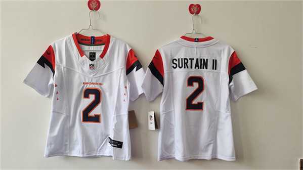 Womens Denver Broncos #2 Pat Surtain II White 2024 F.U.S.E. Vapor Stitched Jersey